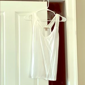 White sleeveless top